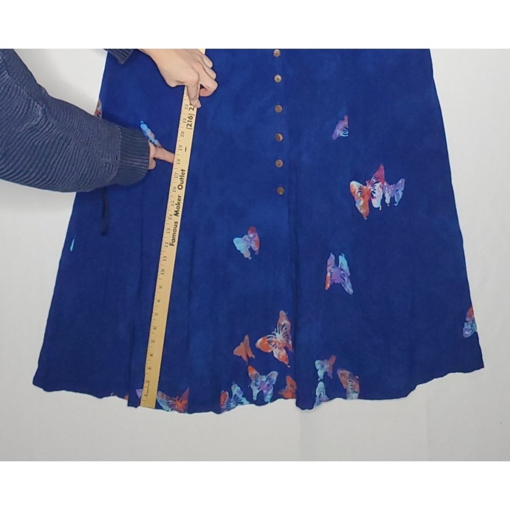Jon Wenger Vtg Hawaiian Full Button Midi Dress L/XL Butterfly Fairy Hippie Beach - Picture 8 of 9